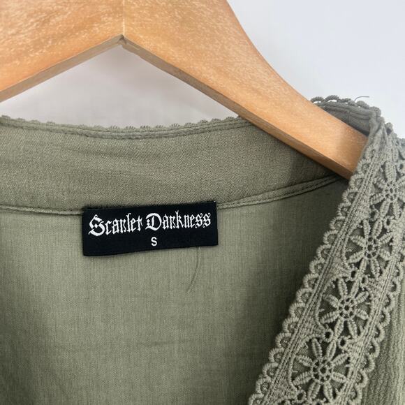 Scarlet Darkness Renaissance Peasant Blouse Green Size Small - Picture 4 of 6